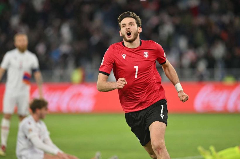 Грузия победила Армению и оставшуюся подразделение Лиги Наций. Mikaautadze's Doublet